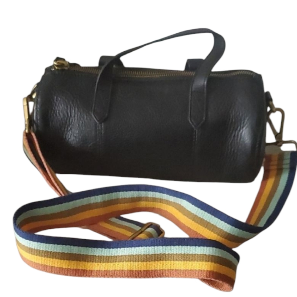 Madewell Black Crossbody Bag with Textured Leather and Detachable Rainbow Strap - Picture 1 of 12